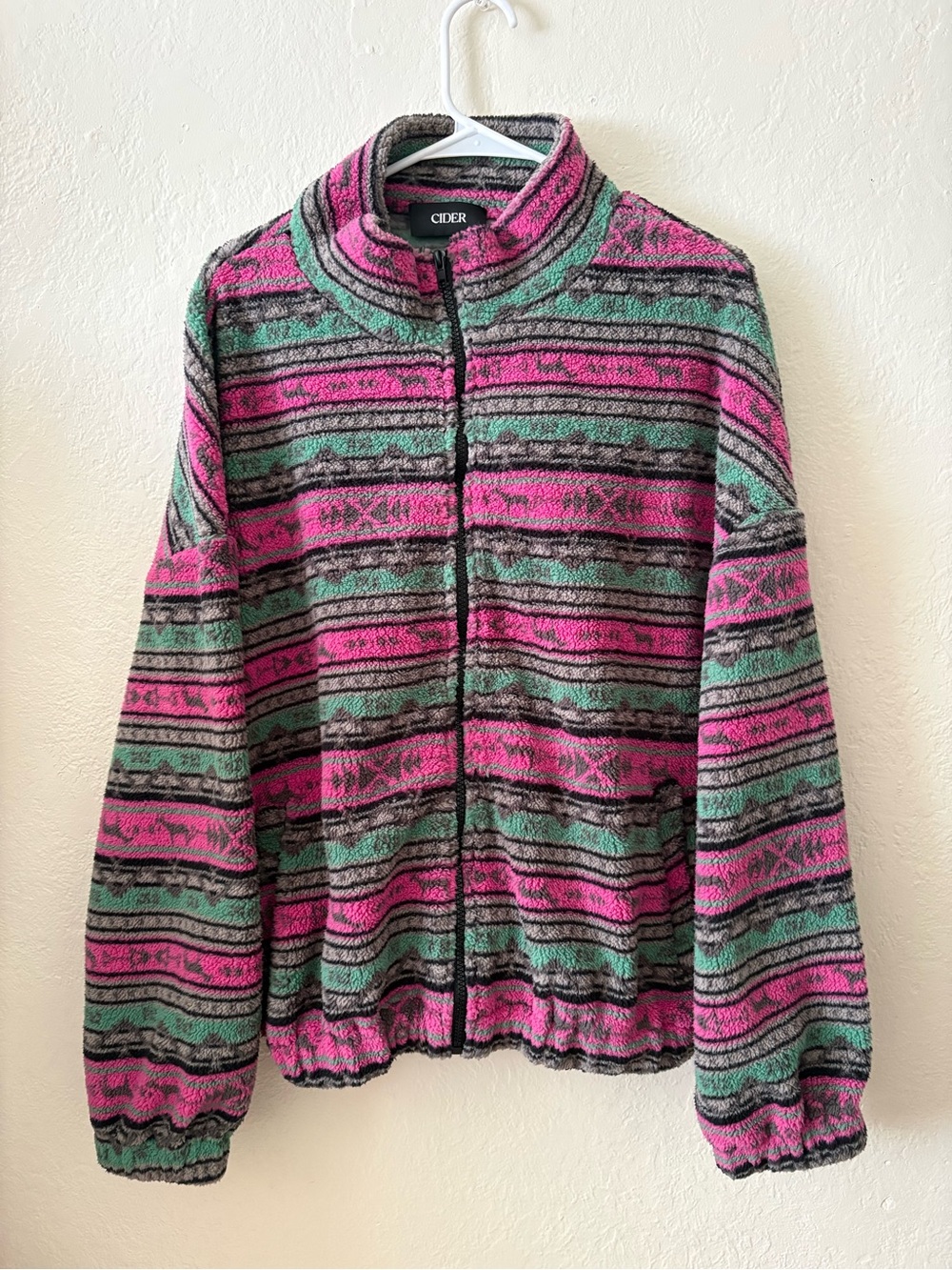 Cider Pink & Green Patterned Puffer Jacket